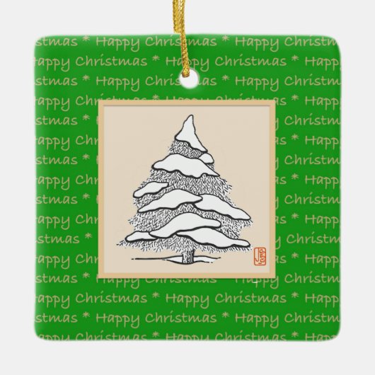 Frohes Weihnachtsbaum Platz Keramik Ornament (Vorderseite)