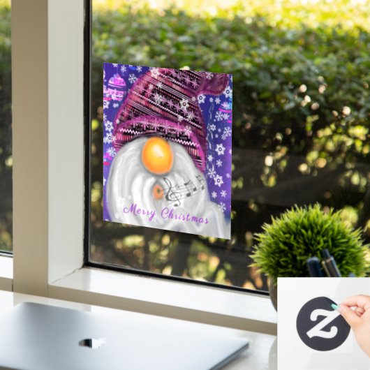 Frohes Weihnachtsgenom in Lila-Hat-Fensterklammer Fensteraufkleber (Büro)