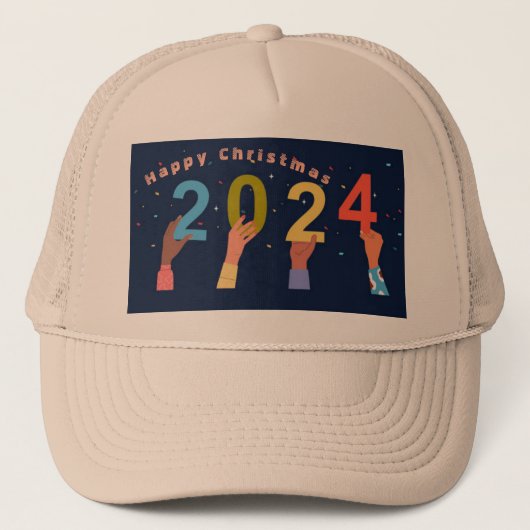 Frohes Weihnachtsjahr 2024 - Front-Panel-Cap in Kh Truckerkappe (Vorderseite)