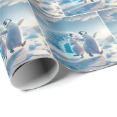 Frohes Weihnachtspenguins Tanzen Geschenkpapier (Rolleneckpunkt)