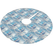 Frohes Weihnachtspenguins Tanzen Polyester Weihnachtsbaumdecke (Schrägansicht)