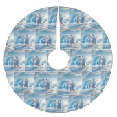 Frohes Weihnachtspenguins Tanzen Polyester Weihnachtsbaumdecke (Vorderseite)