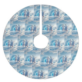 Frohes Weihnachtspenguins Tanzen Polyester Weihnachtsbaumdecke