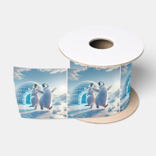 Frohes Weihnachtspenguins Tanzen Satinband