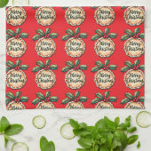 Frohes Weihnachtsplätzchen mit Stechpalmenbeeren R Geschirrtuch (Gefaltet)