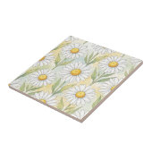 Frohes Weißes Gänseblümchen-Blumenmuster Fliese (Seite)