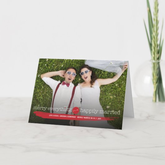 Fröhlich alles glücklich verheiratete moderne feiertagskarte (Vorderseite)