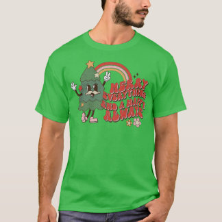Fröhlich alles und ein Glück immer Regenbogen Chri T-Shirt