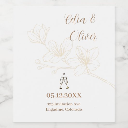 Fröhlich an die Liebe! Whimsical Script Wedding Weinetikett (Einzelnes Label)