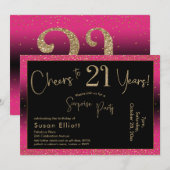 Fröhlich auf 21 Jahre Überraschung Geburtstag, tie Einladung (Vorne/Hinten)