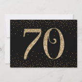 Fröhlich auf 70 Jahre Überraschung Geburtstag Gold Einladung (Rückseite)