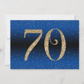 Fröhlich auf 70 Jahre Überraschung Geburtstag Gold Einladung (Rückseite)