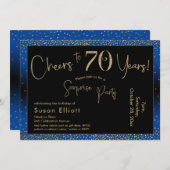 Fröhlich auf 70 Jahre Überraschung Geburtstag Gold Einladung (Vorne/Hinten)