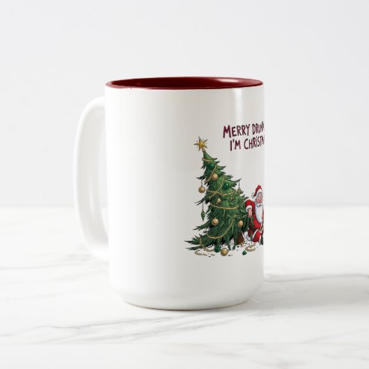 Fröhlich Betrunken, ich bin Weihnachtsmann Zweifarbige Tasse (Vorderseite Links)