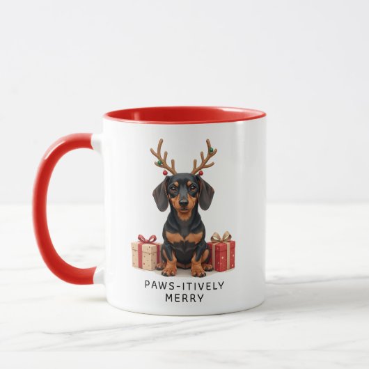 Fröhlich Dackel Dackel Weihnachtskaffee Tasse (Links)