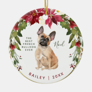Fröhlich das Foto Weihnachtsfranzösisch Bulldogge Keramik Ornament