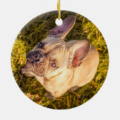 Fröhlich das Foto Weihnachtsfranzösisch Bulldogge Keramik Ornament (Hinten)