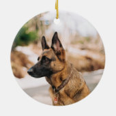 Fröhlich das Foto Weihnachtsschäferhund | Ihr Keramik Ornament (Hinten)