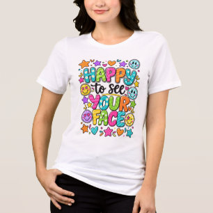 Fröhlich, dein Gesicht zu sehen, bunter Smiley-Zit Tri-Blend Shirt