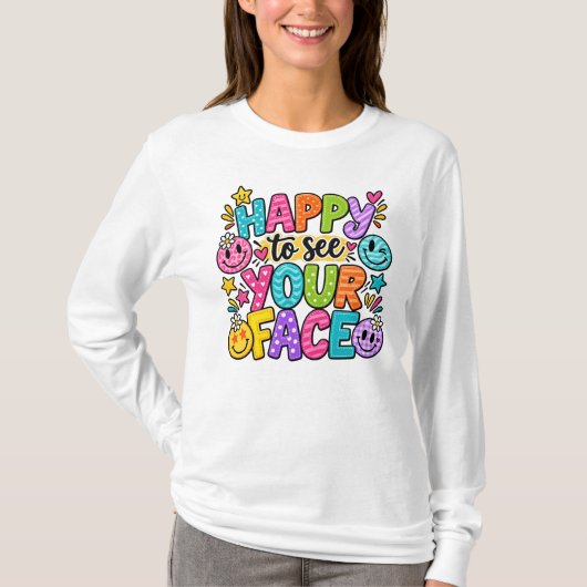 Fröhlich, dein Gesicht zu sehen Patchwork Smiley A T-Shirt (Vorderseite)