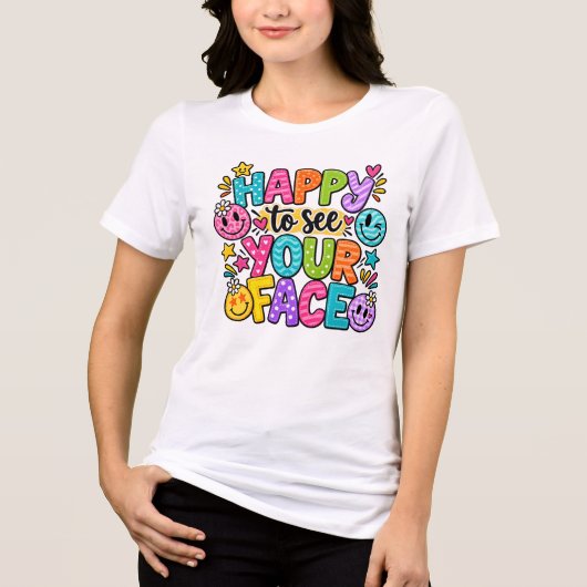 Fröhlich, dein Gesicht zu sehen Patchwork Smiley A Tri-Blend Shirt (Vorderseite)