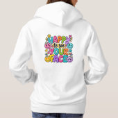 Fröhlich, dein Gesicht zu sehen, Patchwork Smiley Hoodie (Rückseite)