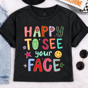 Fröhlich, dein Gesicht zu sehen Retro-Smiley-Grafi T-Shirt