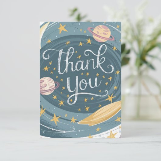 Fröhlich Editable Galaxy Celestial Dankeskarte (Stehend Vorderseite)