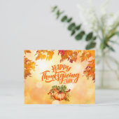 Fröhlich Erntedankend Herbstleaves und Pumpkin Feiertagspostkarte (Stehend Vorderseite)