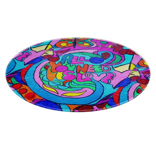 fröhlich farbenfrohe Ruhe und Liebe Schneidebrett (Ecke)