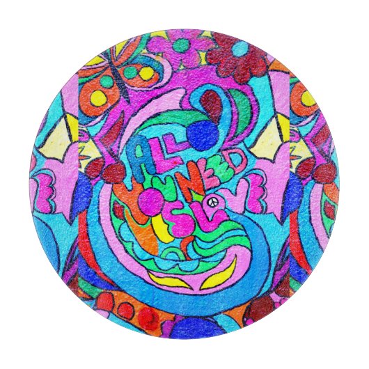 fröhlich farbenfrohe Ruhe und Liebe Schneidebrett (Vorderseite)