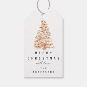 Fröhlich Feiertags-Weihnachtsbaum-Rosen-Gold Geschenkanhänger