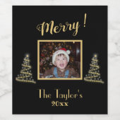 Fröhlich! Fröhlich! ~ Goldweihnachtsbaum ~ Familiä Weinetikett (Einzelnes Label)