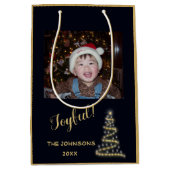 Fröhlich! Fröhlich! ~ Goldweihnachtsbaum Mittlere Geschenktüte (Vorderseite)