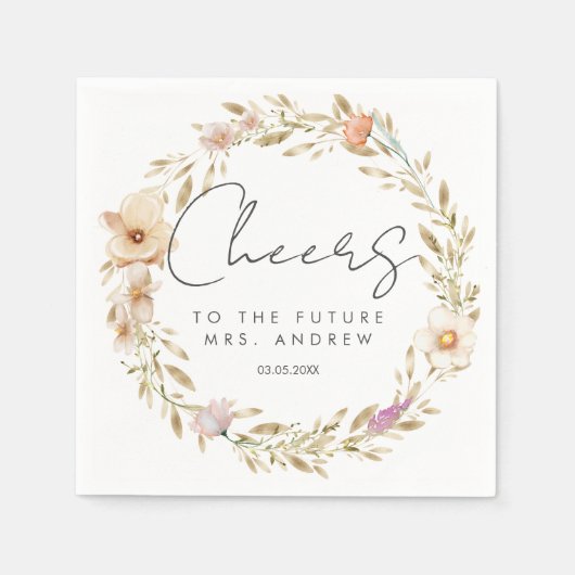 Fröhlich, für die Zukunft Mrs!! Boho, Blume Serviette (Vorderseite)