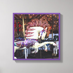 Fröhlich-gehen-runde gemalte Pferdekarussell-Reihe Leinwanddruck