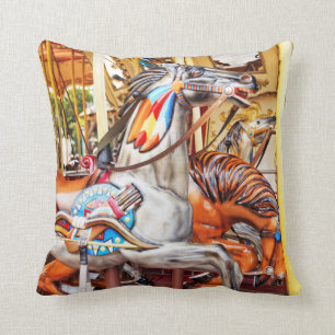 Fröhlich-gehen-runde gemalte Ponykarussell-Reihe Kissen