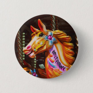 Fröhlich-gehen-rundes Pferd Button
