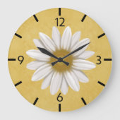 fröhlich Gelb Moderne Daisy Hand Gezeichnet Große Wanduhr (Vorderseite)