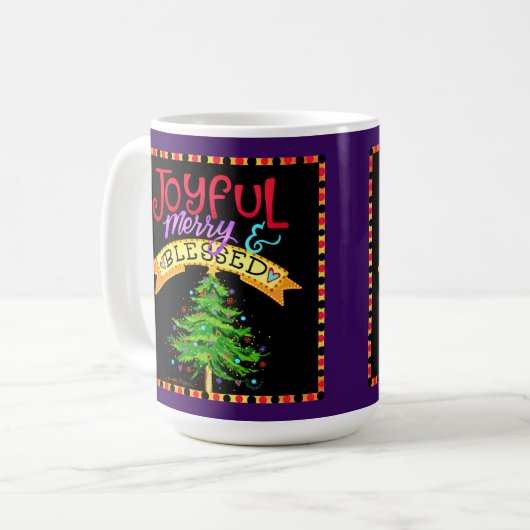 Fröhlich gesegneter Weihnachtsbaum Kaffeetasse (Vorderseite Links)