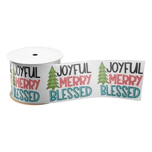 Fröhlich gesegneter Weihnachtsbaum Moderner Urlaub Satinband (Spule)