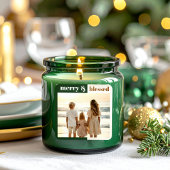 Fröhlich gesegnetes Weihnachtsgebäck Foto Green Quadratischer Aufkleber