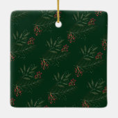 fröhlich grünes Weihnachtsgebäck Foto botanischer  Keramikornament (Rückseite)