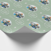 Fröhlich & Hell Custom Foto Grün und Silber Geschenkpapier (Ecke)