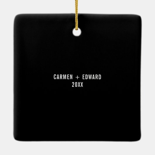 Fröhlich + Helles rosa Neonboxwood-WeihnachtsFoto Keramikornament (Rückseite)