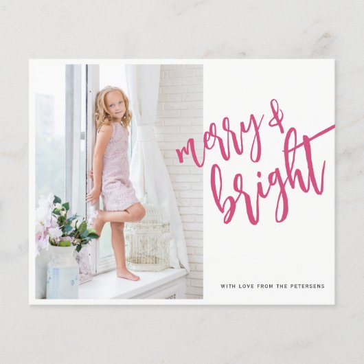 Fröhlich-hellrosa Weihnachtskarte für das Foto (Vorderseite)