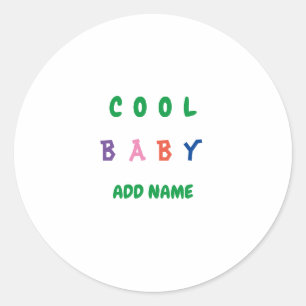 Fröhlich Kühl Lustig Neu Baby Personalisierter Tex Runder Aufkleber