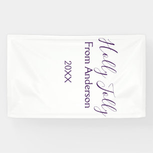 Fröhlich lustige Feiertage Name Familie Jahr lila  Banner