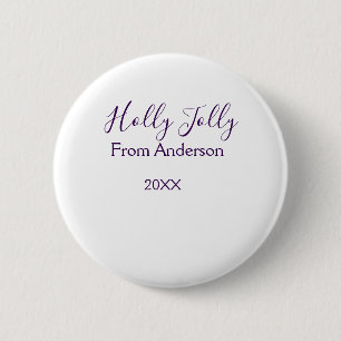 Fröhlich lustige Feiertage Name Familie Jahr lila Button