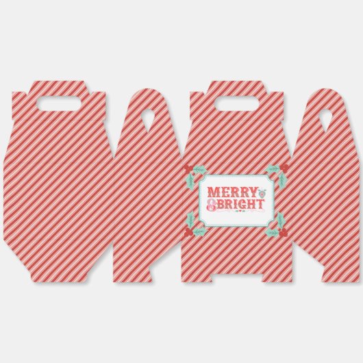fröhlich Merry & Bright | Retro Rosa und Rot Geschenkschachtel (Ungeklappt)